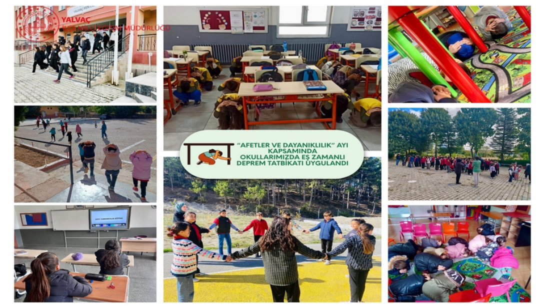 Afetler ve Dayanıklılık Ayı kapsamında okullarımızda eş zamanlı deprem tatbikatı uygulandı.